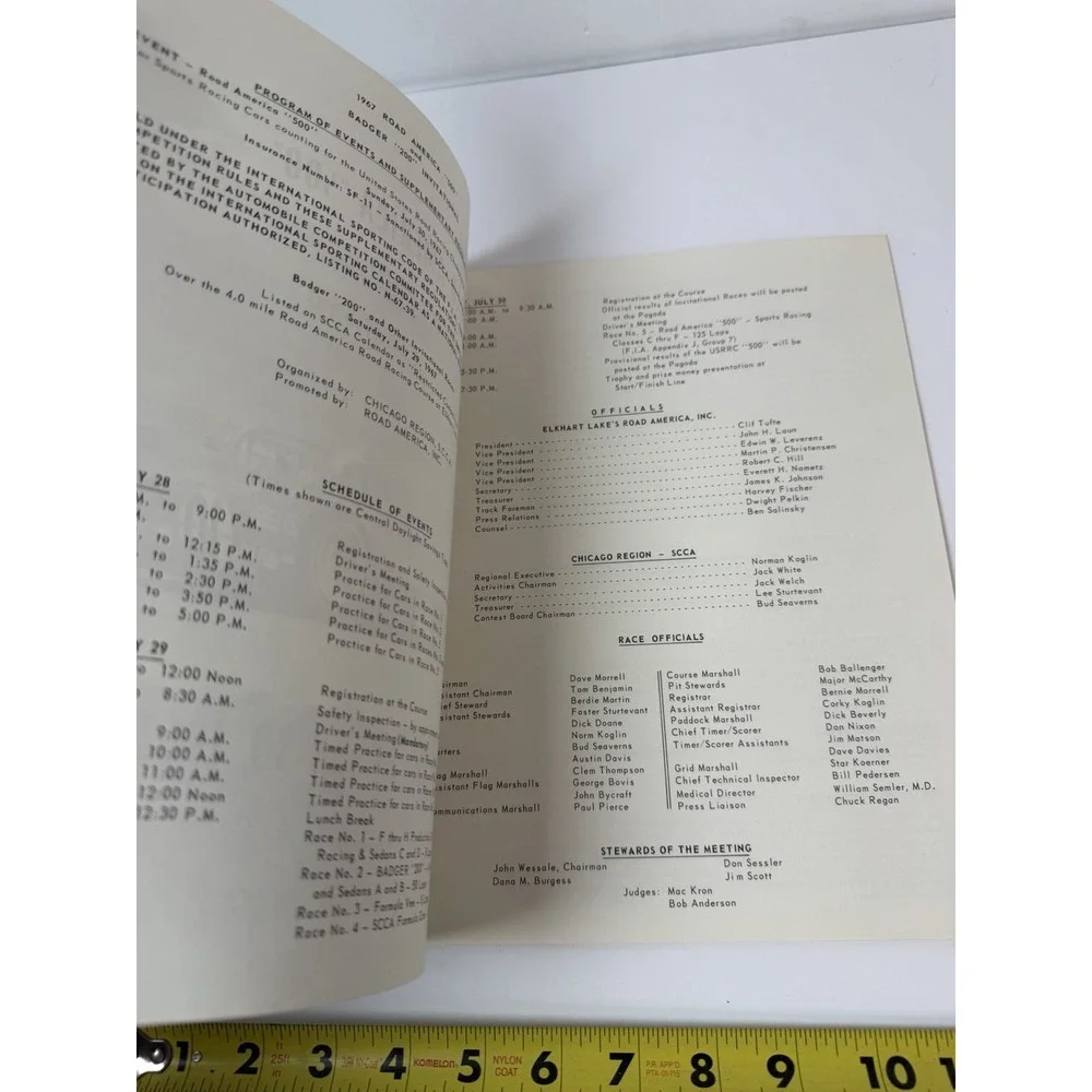 1967 Road America 500 Badger 200 July 28-30 Race Program And Entry Form